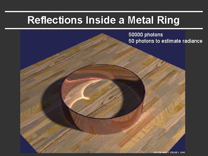 Reflections Inside a Metal Ring 50000 photons 50 photons to estimate radiance Reflections Inside a Metal Ring 50000 photons 50 photons to estimate radiance