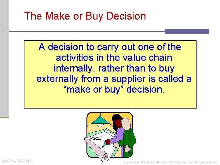 The Make or Buy Decision A decision to carry out one of the activities The Make or Buy Decision A decision to carry out one of the activities