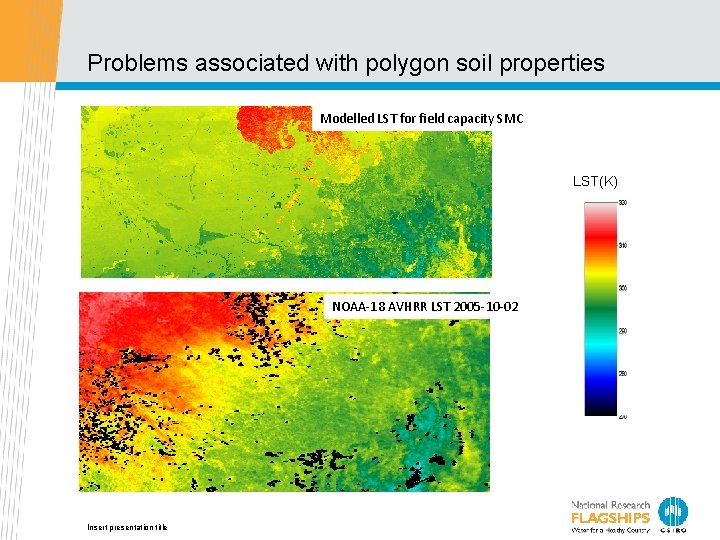 Problems associated with polygon soil properties Modelled LST for field capacity SMC LST(K) NOAA-18