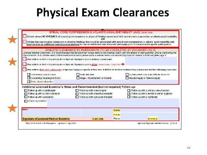 Physical Exam Clearances 44 