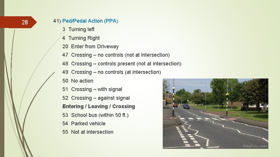 28 41) Ped/Pedal Action (PPA) 3 Turning left 4 Turning Right 20 Enter from