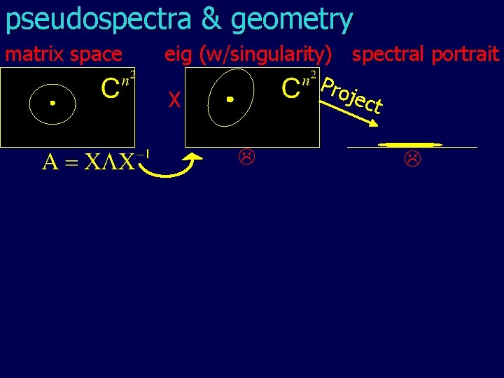 pseudospectra & geometry matrix space eig (w/singularity) spectral portrait Pro ject X L L