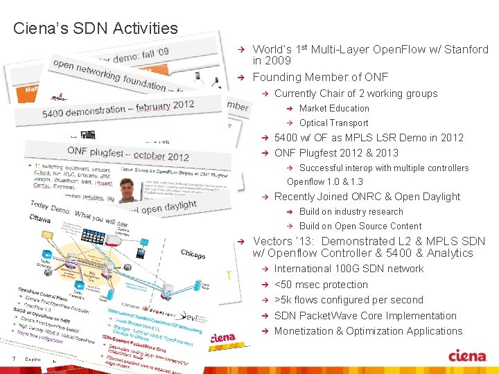 Ciena’s SDN Activities World’s 1 st Multi-Layer Open. Flow w/ Stanford in 2009 Founding