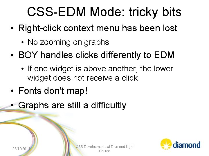 CSS-EDM Mode: tricky bits • Right-click context menu has been lost • No zooming