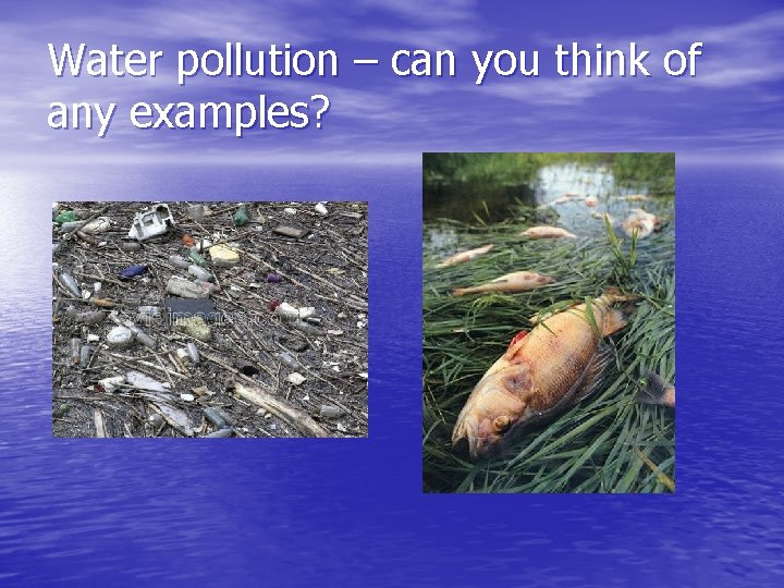 Water pollution – can you think of any examples? 