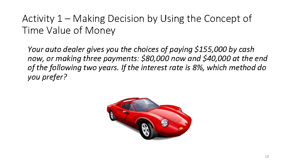 Activity 1 – Making Decision by Using the Concept of Time Value of Money