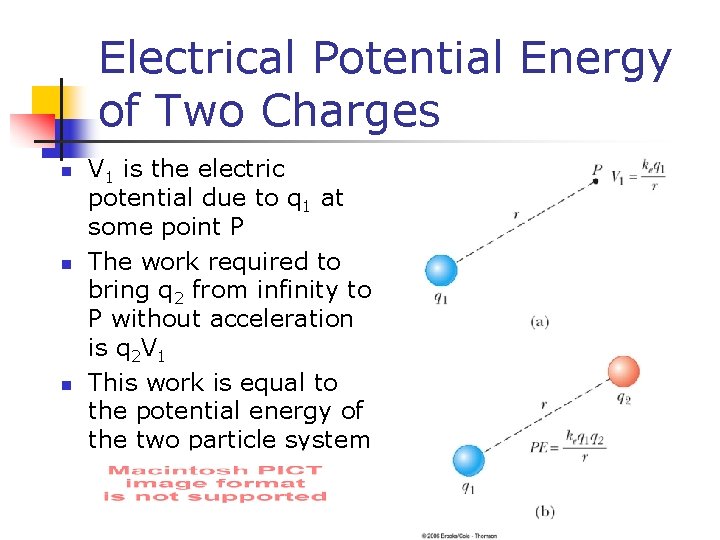 Electrical Potential Energy of Two Charges n n n V 1 is the electric