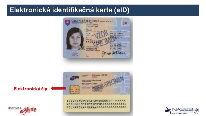 Elektronická identifikačná karta (e. ID) Elektronický čip 