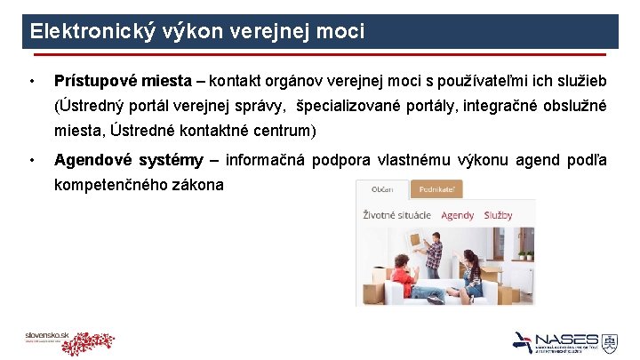 Elektronický výkon verejnej moci • Prístupové miesta – kontakt orgánov verejnej moci s používateľmi