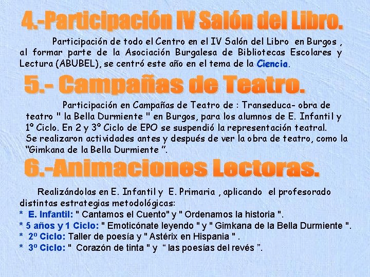 Participación de todo el Centro en el IV Salón del Libro en Burgos ,