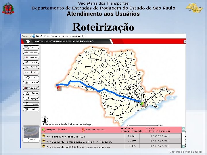 Secretaria dos Transportes Departamento de Estradas de Rodagem do Estado de São Paulo Atendimento