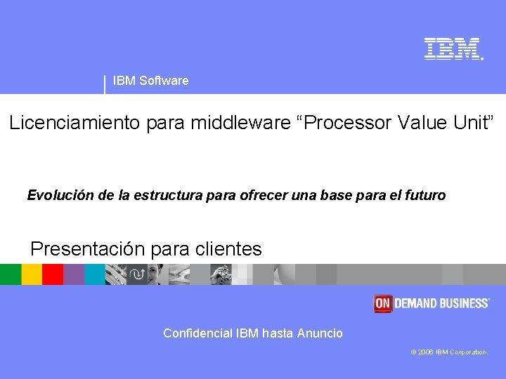 ® IBM Software Licenciamiento para middleware “Processor Value Unit” Evolución de la estructura para