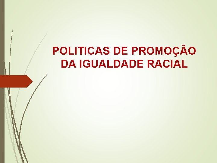 POLITICAS DE PROMOÇÃO DA IGUALDADE RACIAL 