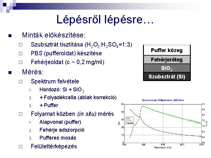 Lépésről lépésre… n Minták előkészítése: ¨ Szubsztrát tisztítása (H 2 O 2: H 2