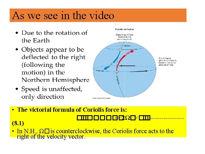 As we see in the video • The victorial formula of Coriolis force is: