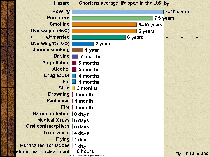 Hazard Poverty Born male Smoking Overweight (35%) Unmarried Overweight (15%) Spouse smoking Driving Air