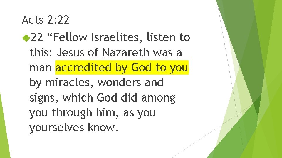 Acts 2: 22 22 “Fellow Israelites, listen to this: Jesus of Nazareth was a Acts 2: 22 22 “Fellow Israelites, listen to this: Jesus of Nazareth was a
