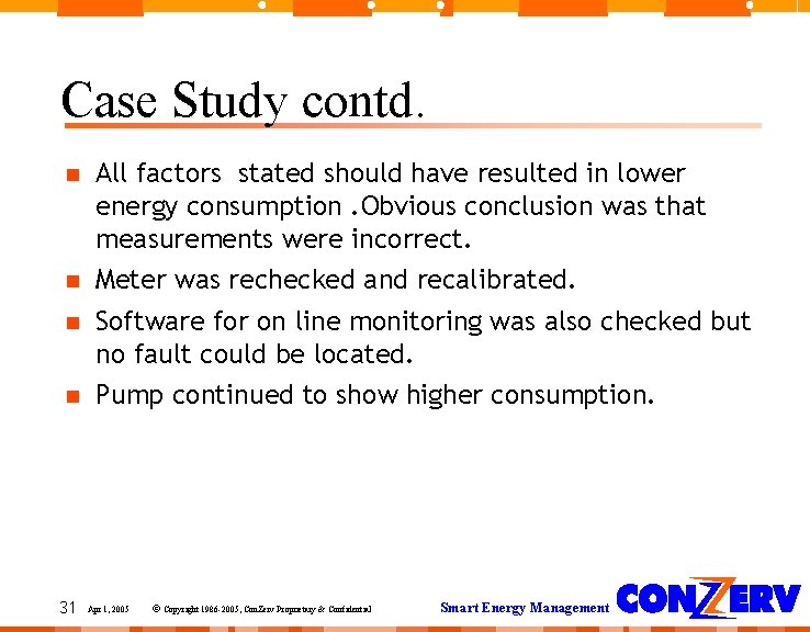 Case Study contd. 31 All factors stated should have resulted in lower energy consumption. Case Study contd. 31 All factors stated should have resulted in lower energy consumption.