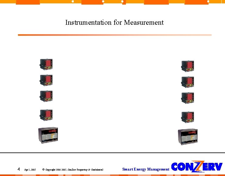 Instrumentation for Measurement 4 Apr 1, 2005 © Copyright 1986 -2005, Con. Zerv Proprietary Instrumentation for Measurement 4 Apr 1, 2005 © Copyright 1986 -2005, Con. Zerv Proprietary