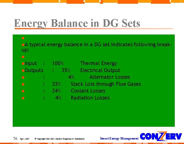 Energy Balance in DG Sets A typical energy balance in a DG set indicates Energy Balance in DG Sets A typical energy balance in a DG set indicates