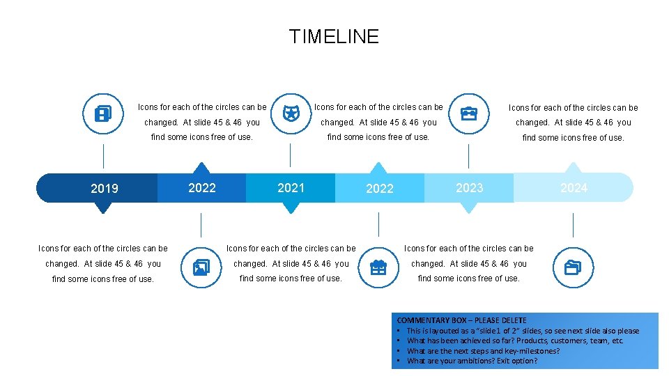 TIMELINE Icons for each of the circles can be changed. At slide 45 &