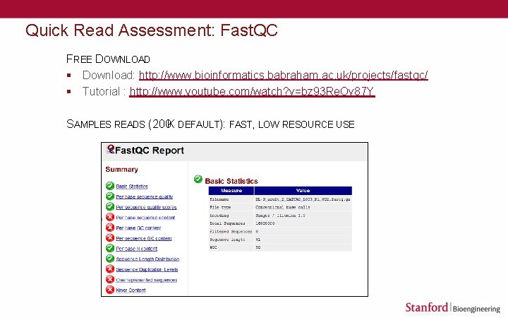 Quick Read Assessment: Fast. QC FREE DOWNLOAD § Download: http: //www. bioinformatics. babraham. ac.