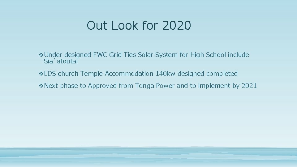 Out Look for 2020 v. Under designed FWC Grid Ties Solar System for High