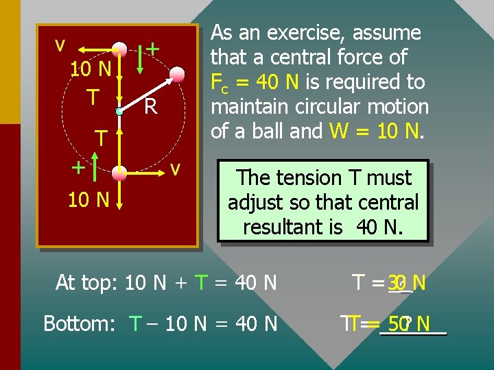 v 10 N T As an exercise, assume that a central force of Fc