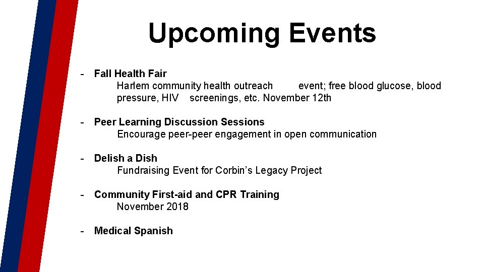Upcoming Events - Fall Health Fair Harlem community health outreach event; free blood glucose, Upcoming Events - Fall Health Fair Harlem community health outreach event; free blood glucose,
