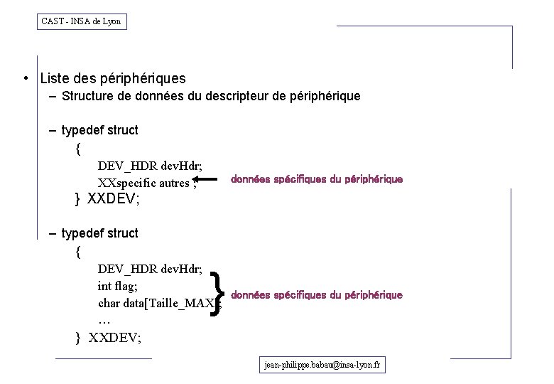 CAST - INSA de Lyon • Liste des périphériques – Structure de données du