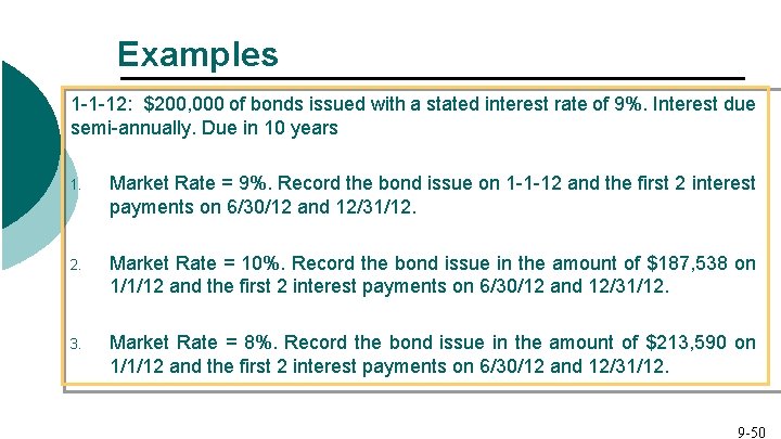 Examples 1 -1 -12: $200, 000 of bonds issued with a stated interest rate