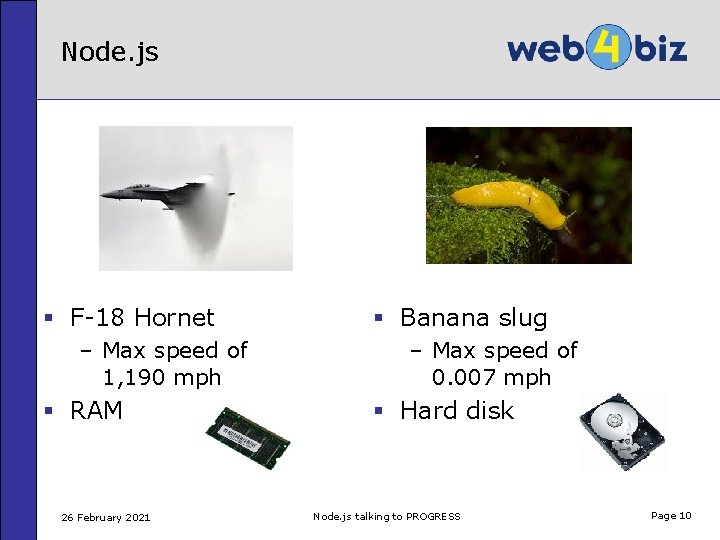 Node. js § F-18 Hornet – Max speed of 1, 190 mph § RAM