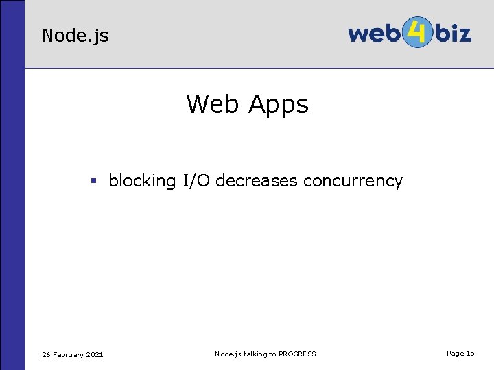 Node. js Web Apps § blocking I/O decreases concurrency 26 February 2021 Node. js