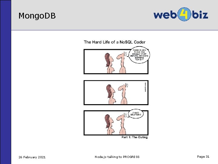 Mongo. DB 26 February 2021 Node. js talking to PROGRESS Page 31 