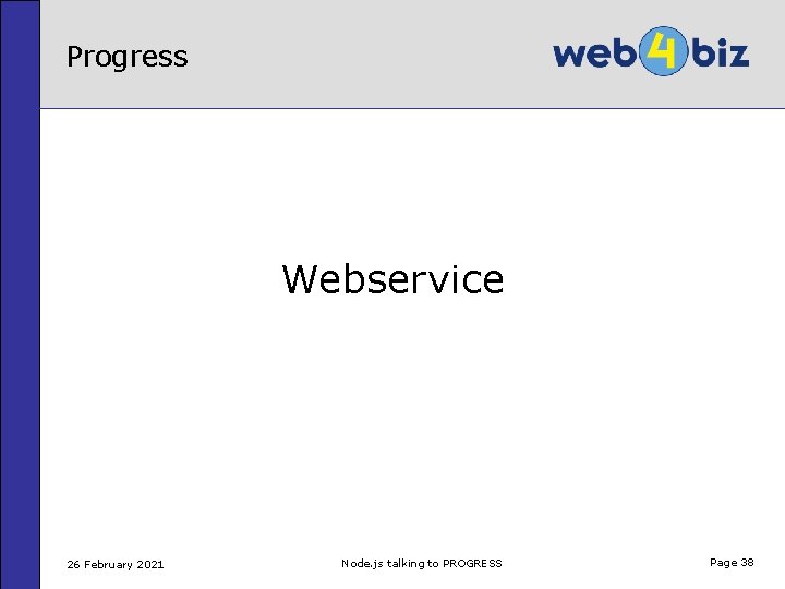 Progress Webservice 26 February 2021 Node. js talking to PROGRESS Page 38 