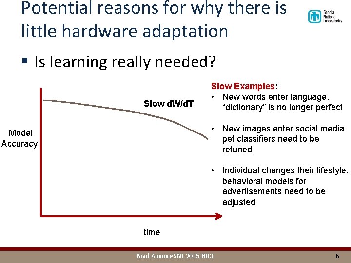 Potential reasons for why there is little hardware adaptation § Is learning really needed?