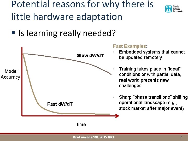 Potential reasons for why there is little hardware adaptation § Is learning really needed?