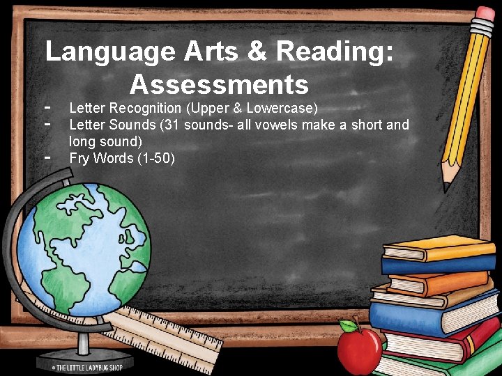 Language Arts & Reading: Assessments - Letter Recognition (Upper & Lowercase) Letter Sounds (31