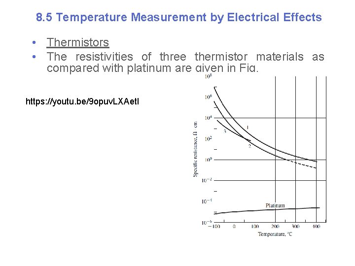 8. 5 Temperature Measurement by Electrical Effects • Thermistors • The resistivities of three