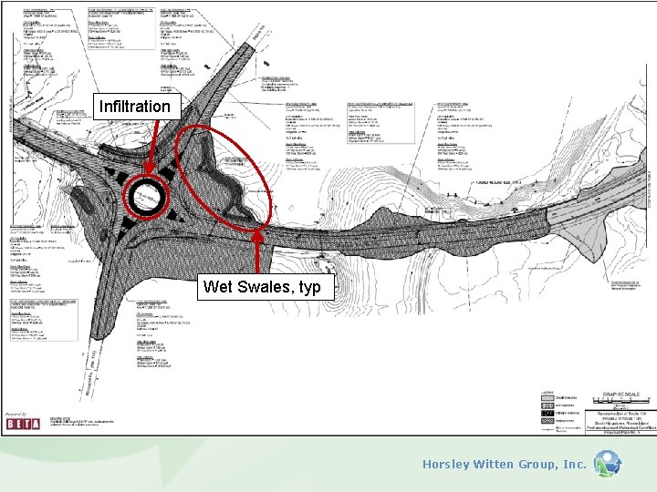 Infiltration Wet Swales, typ Horsley Witten Group, Inc. 