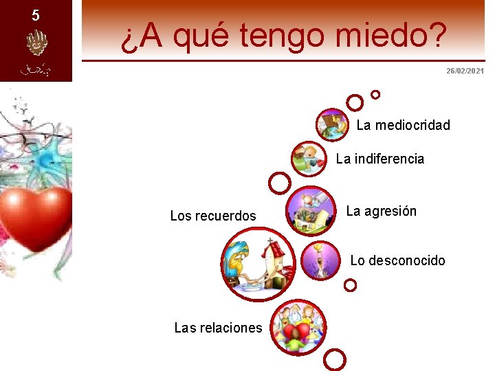 5 ¿A qué tengo miedo? 26/02/2021 La mediocridad La indiferencia Los recuerdos La agresión