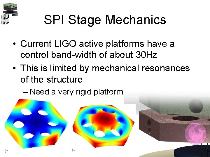 SPI Stage Mechanics • Current LIGO active platforms have a control band-width of about