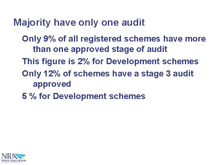 Majority have only one audit Only 9% of all registered schemes have more than