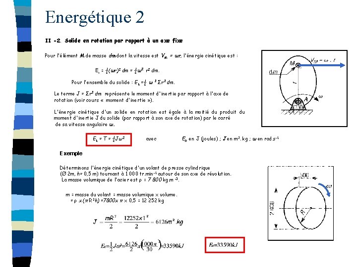 Energétique 2 II -2. Solide en rotation par rapport à un axe fixe Pour