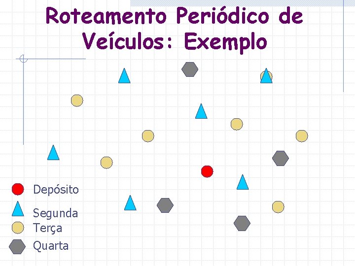 Roteamento Periódico de Veículos: Exemplo Depósito Segunda Terça Quarta 