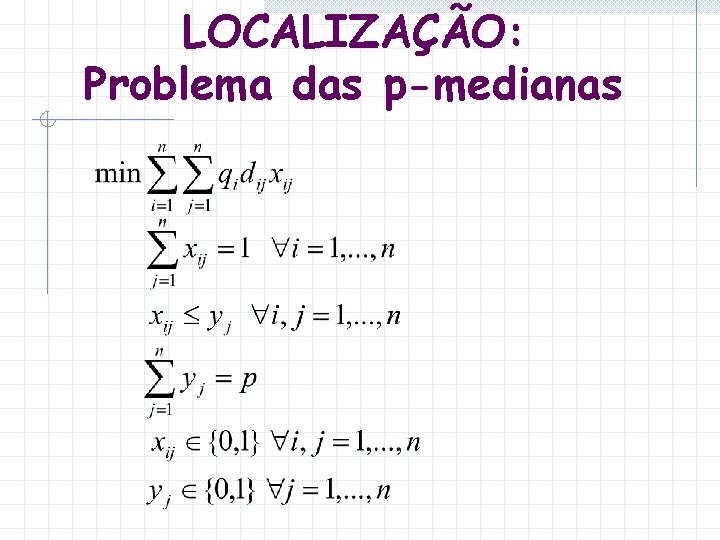 LOCALIZAÇÃO: Problema das p-medianas 