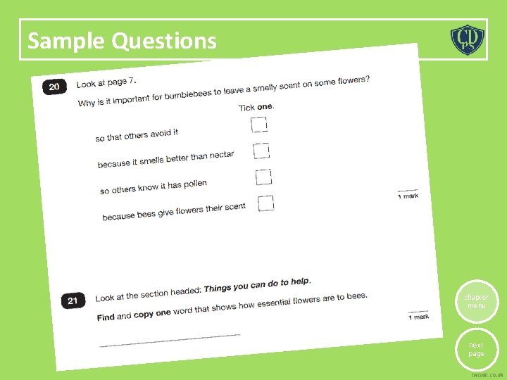 Sample Questions chapter menu next page 