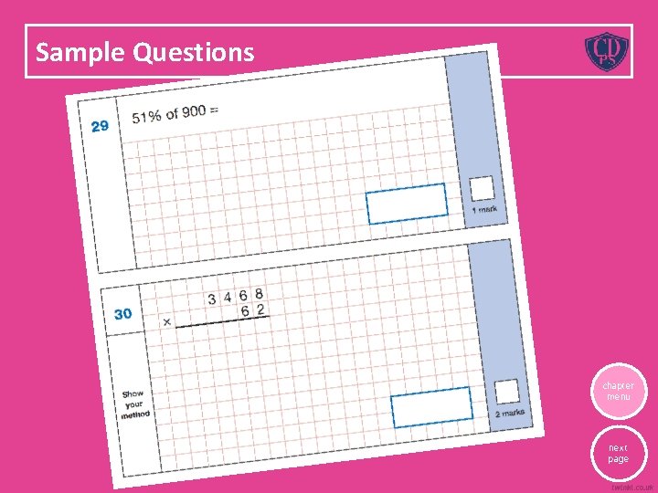Sample Questions chapter menu next page 