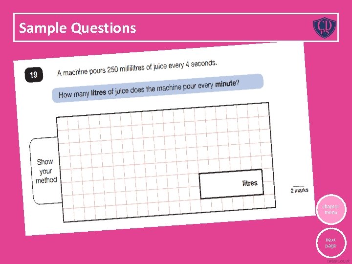 Sample Questions chapter menu next page 