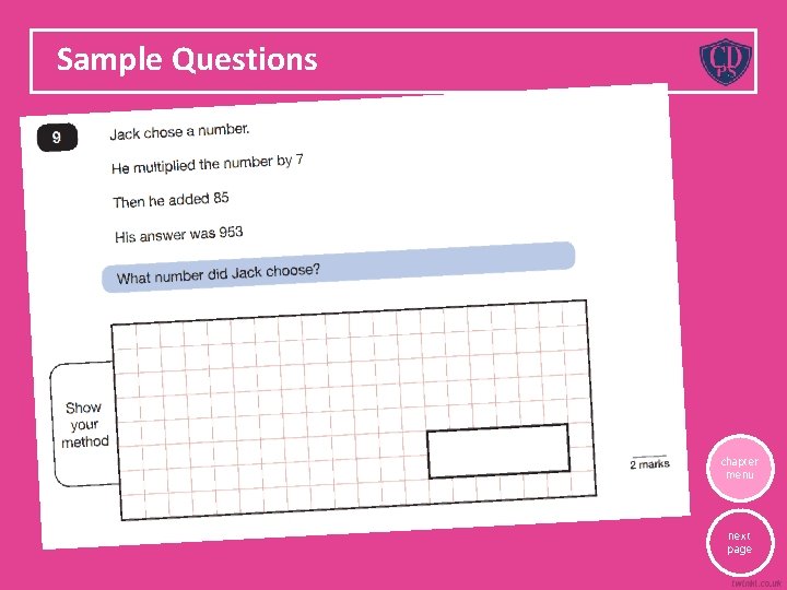 Sample Questions chapter menu next page 